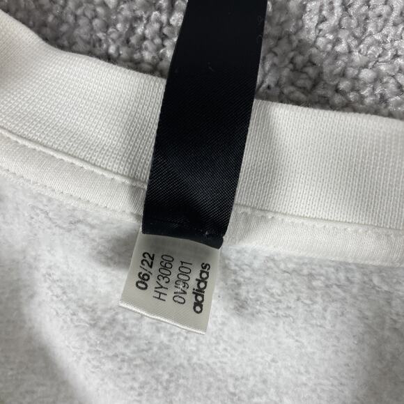 Adidas Sweatshirt Mens Medium Graphic Print Fleece Thin Streetwear White - Picture 4 of 15